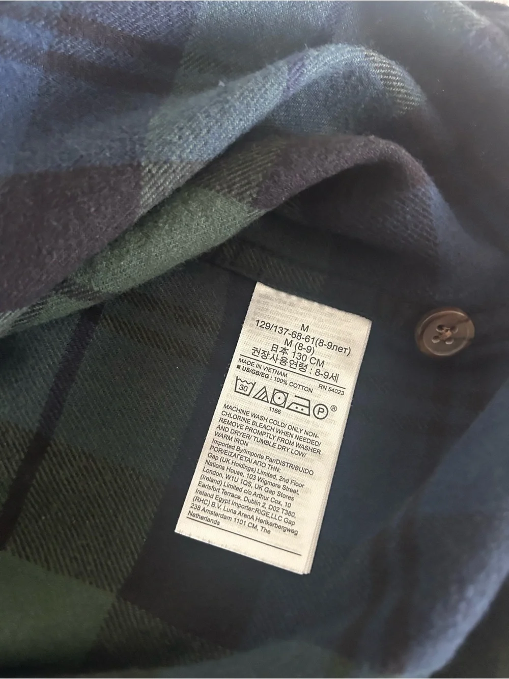 NWT Gap Kids 8 Flannel Shirt